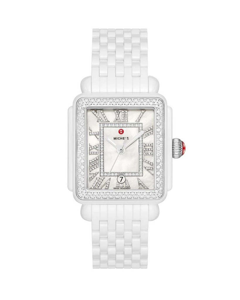 商品Michele|Deco Madison White Ceramic Diamond Watch, 33mm x 35mm,价格¥30734,第1张图片