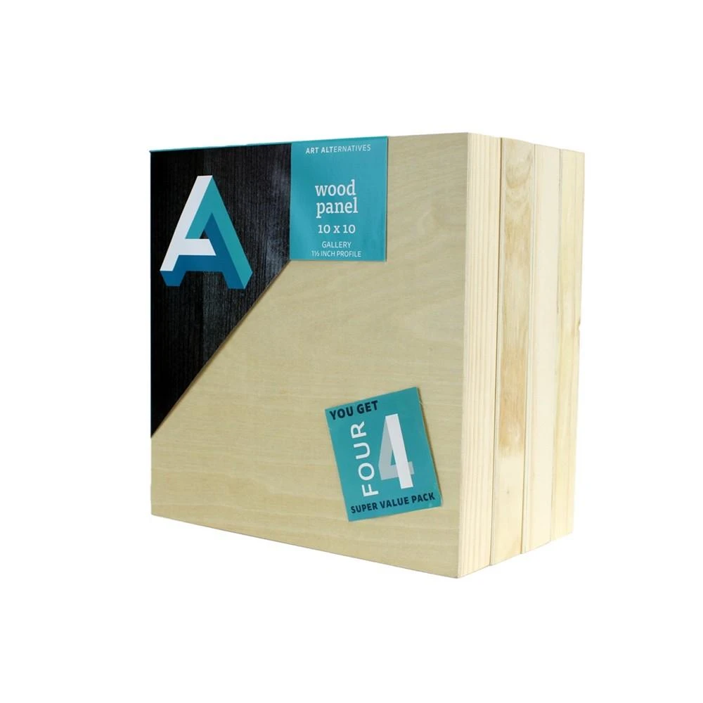 商品Art Alternatives|10" x 10" Classic Wood Panel Value Pack Set, 4 Piece,价格¥646,第2张图片详细描述