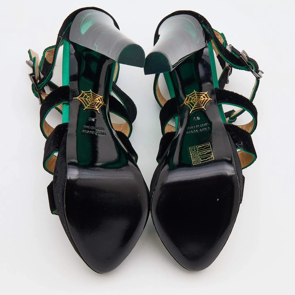 Charlotte Olympia Black Velvet Hortencia Strappy Platform Sandals Size 39 商品