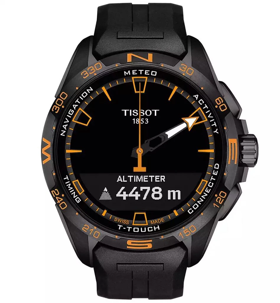 商品Tissot|Men's Swiss T-Touch Connect Solar Black Rubber Strap Smart Watch 48mm,价格¥9312,第5张图片详细描述