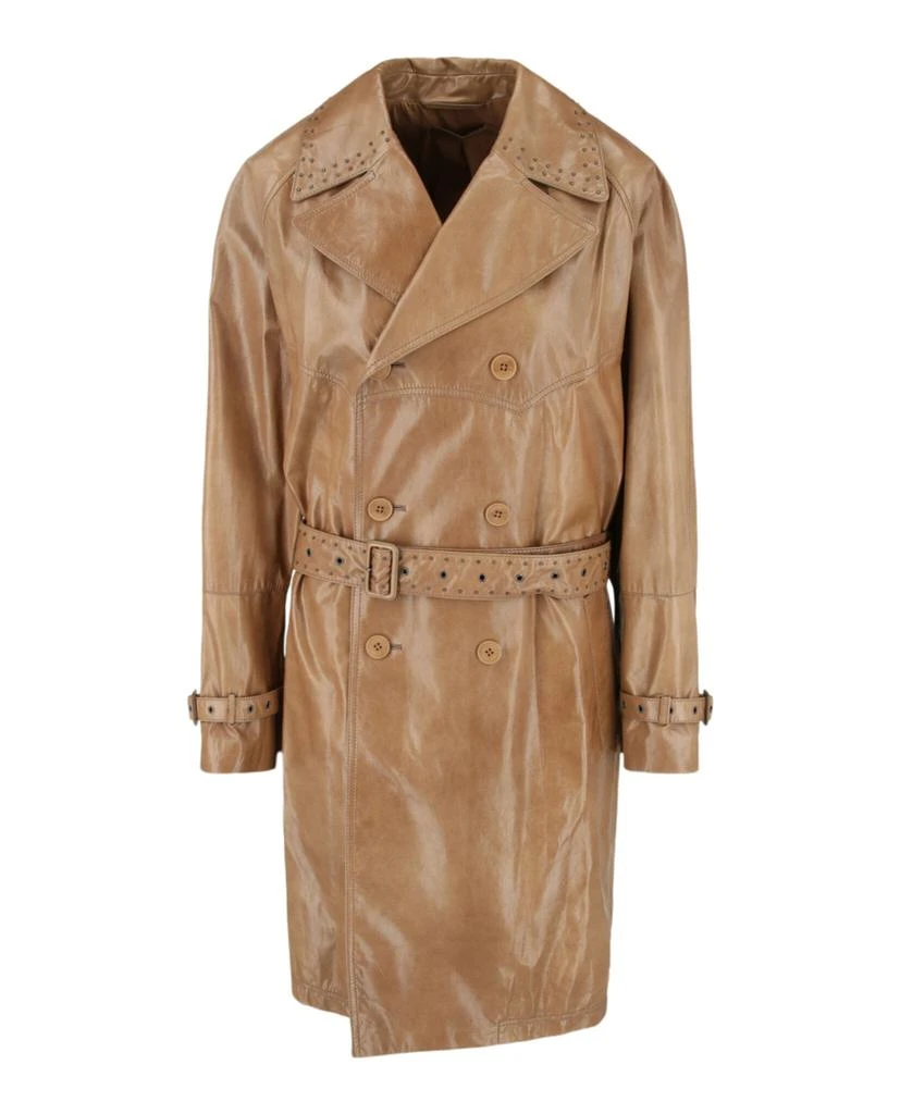 商品Bottega Veneta|Double Breasted Leather Coat,价格¥11869,第1张图片