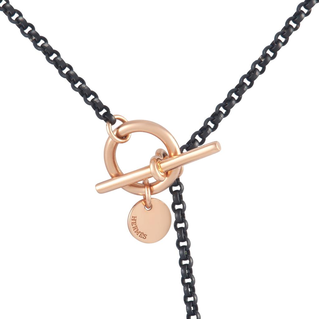 Hermès 18K Rose Gold, Black Gold Charm Pendant Necklace商品第4张图片规格展示