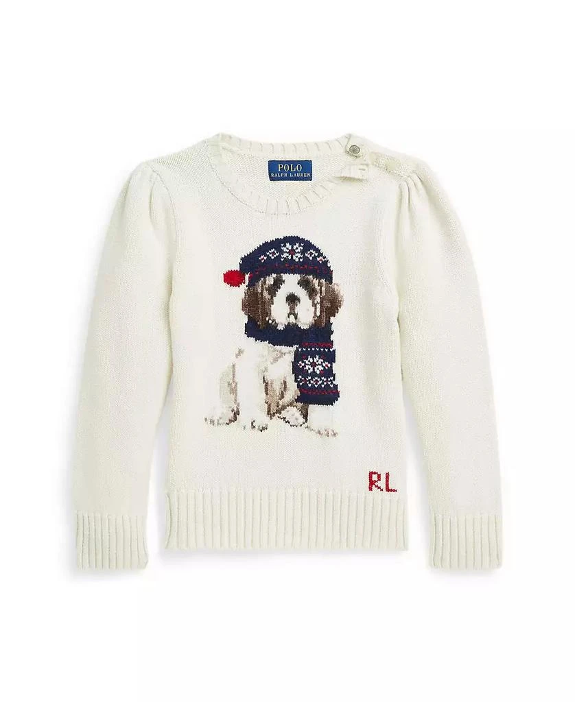 商品Ralph Lauren|Toddler and Little Girls Dog Crewneck Sweatshirt,价格¥1001,第1张图片