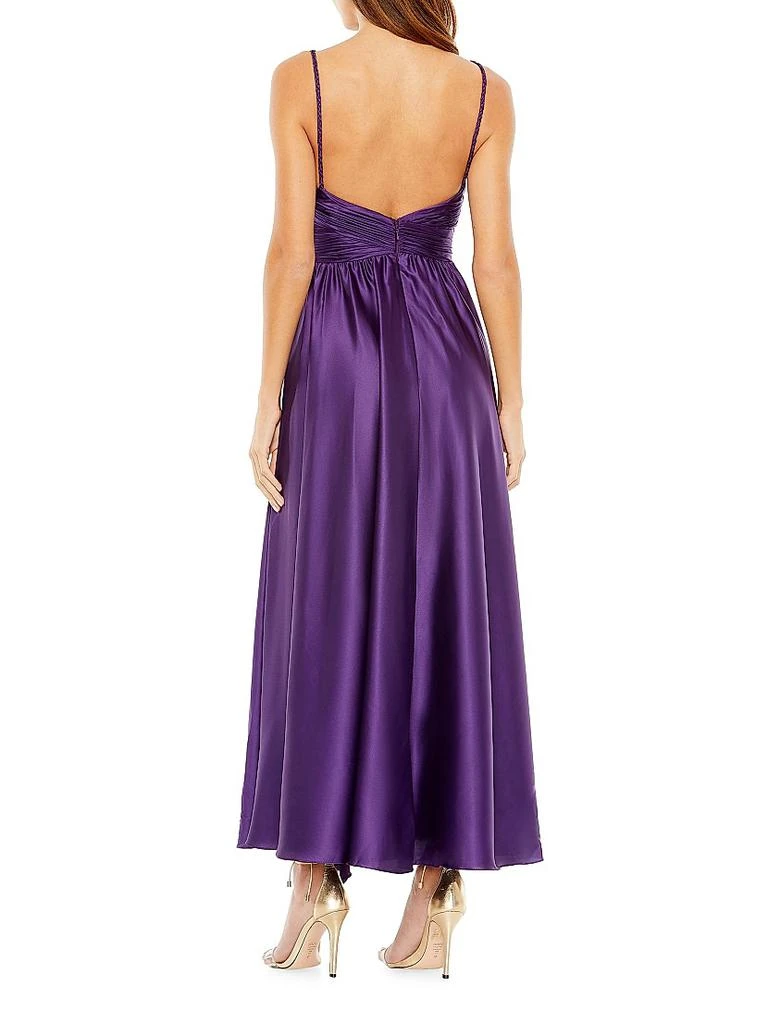 商品Mac Duggal|Pleated Charmeuse Halter A-Line Gown,价格¥2945,第2张图片详细描述