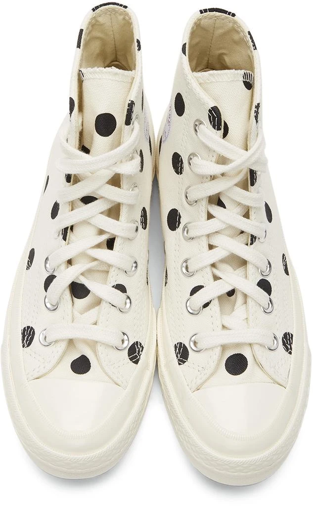 商品Comme des Garcons|White Converse Edition Polka Dot Heart Chuck 70 High Sneakers,价格¥1200,第5张图片详细描述