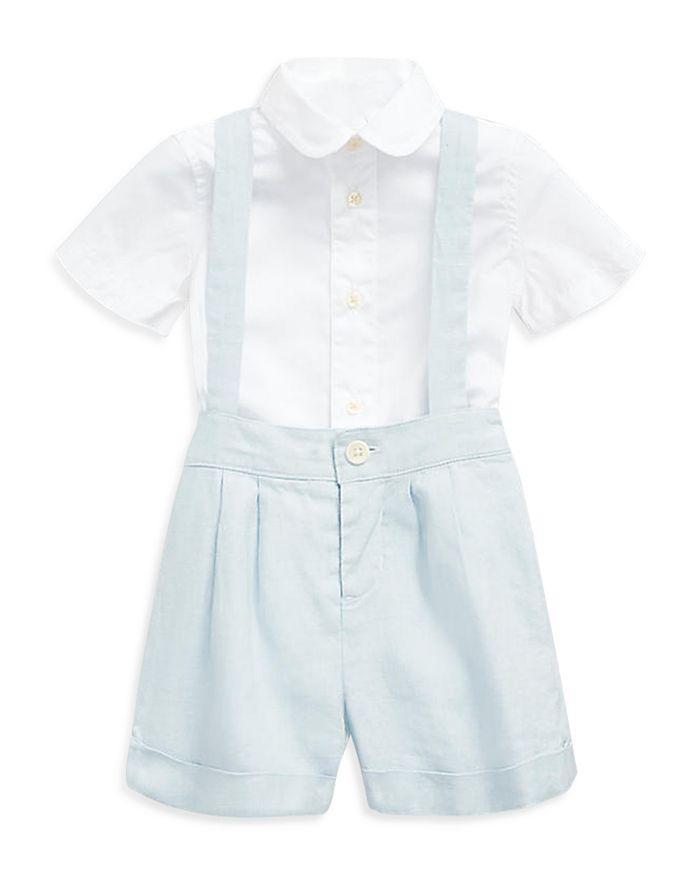 商品Ralph Lauren|Boys' Cotton Shirt & Linen Overall Set - Baby,价格¥1746,第3张图片详细描述