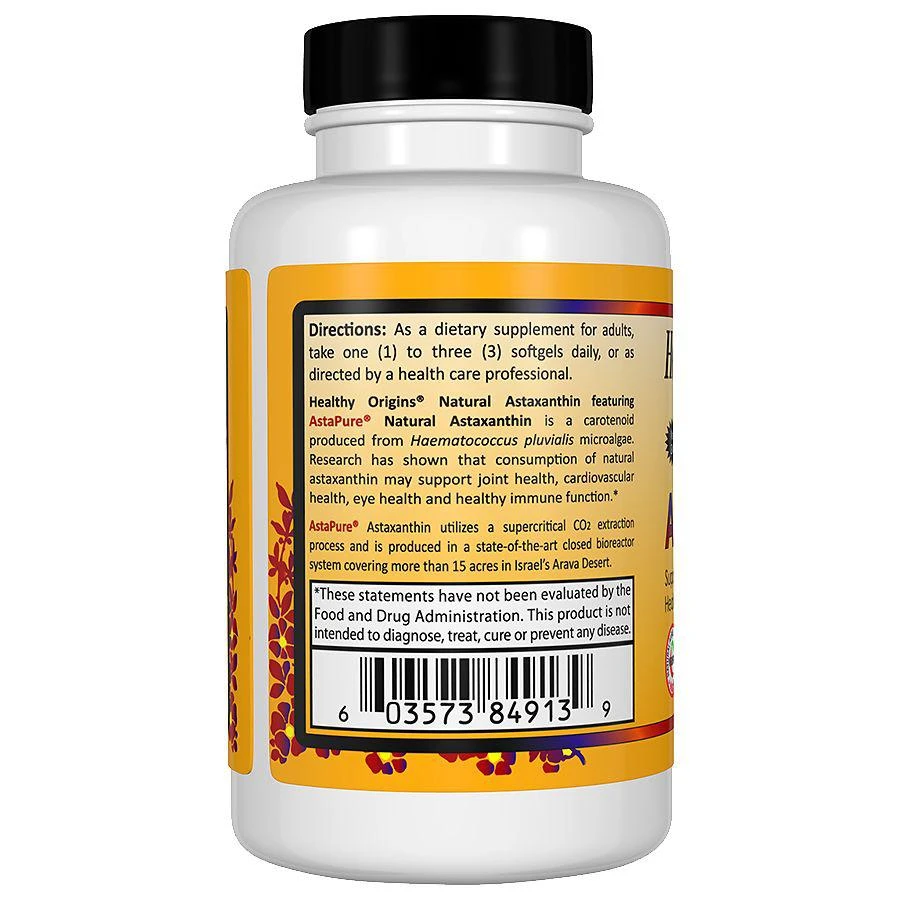 商品Healthy Origins|Astaxanthin 4mg, Softgels,价格¥126,第2张图片详细描述