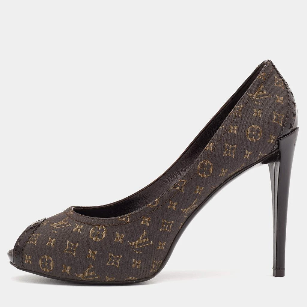商品[二手商品] Louis Vuitton|Louis Vuitton Fusian Monogram Idylle Canvas Romance Peep Toe Pumps Size 38.5,价格¥1106,第1张图片