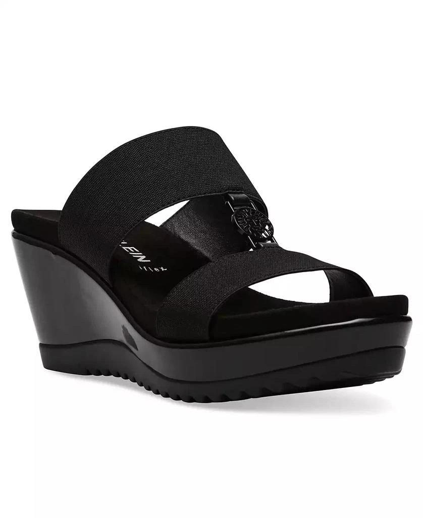 商品Anne Klein|Women's Rikki Double Band Wedge Sandals,价格¥270,第1张图片