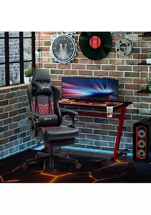 商品Vinsetto|Racing Gaming Chair Diamond Pu Leather Office Gamer Chair High Back Swivel Recliner With Footrest Lumbar Support Adjustable Height Black,价格¥1707,第2张图片详细描述