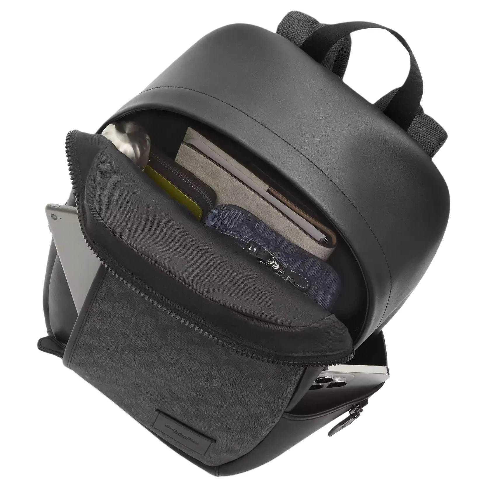 商品[国内直发] Coach|蔻驰 Edge 29 品牌贴片徽标拉链开合 涂层帆布 双肩包 大号 男款 黑色,价格¥2299,第5张图片详细描述