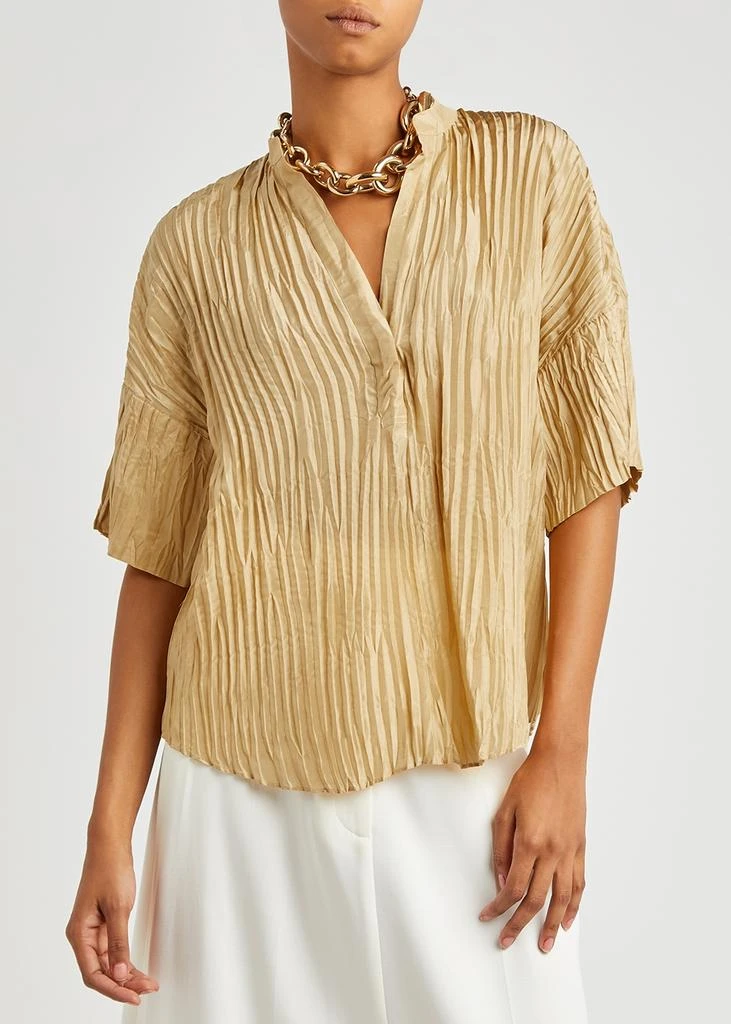商品Vince|Gold plissé silk blouse,价格¥3334,第2张图片详细描述
