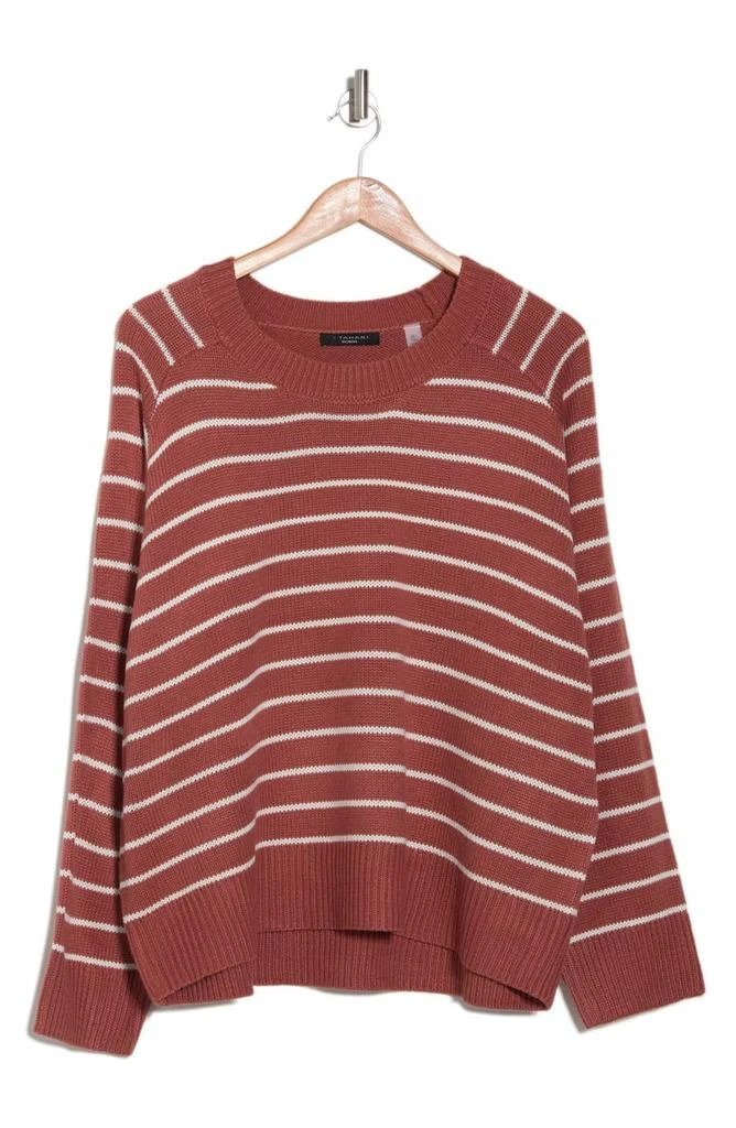 商品Tahari|Saddle Striped Crew Neck Sweater,价格¥129,第1张图片