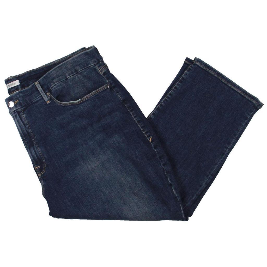 商品Good American|Good American Womens Plus Plain Pocket Stretch Straight Leg Jeans,价格¥331,第1张图片