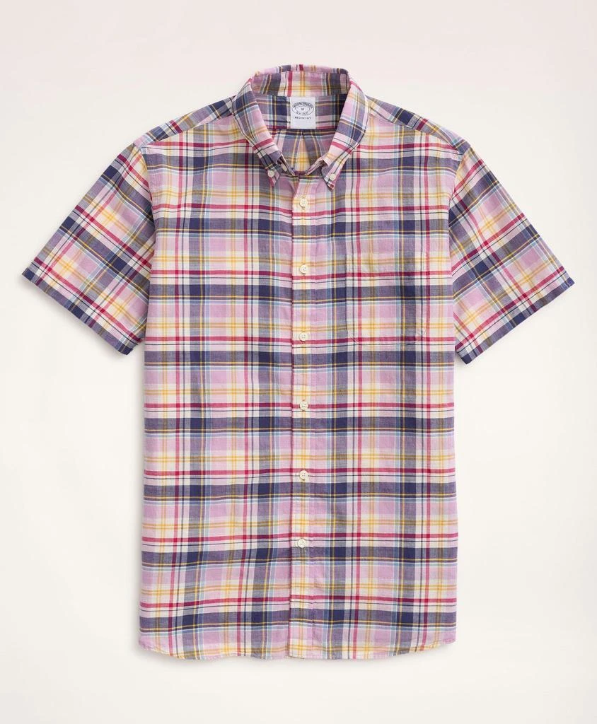 商品Brooks Brothers|Regent Regular-Fit Sport Shirt, Short-Sleeve Madras,价格¥330,第1张图片