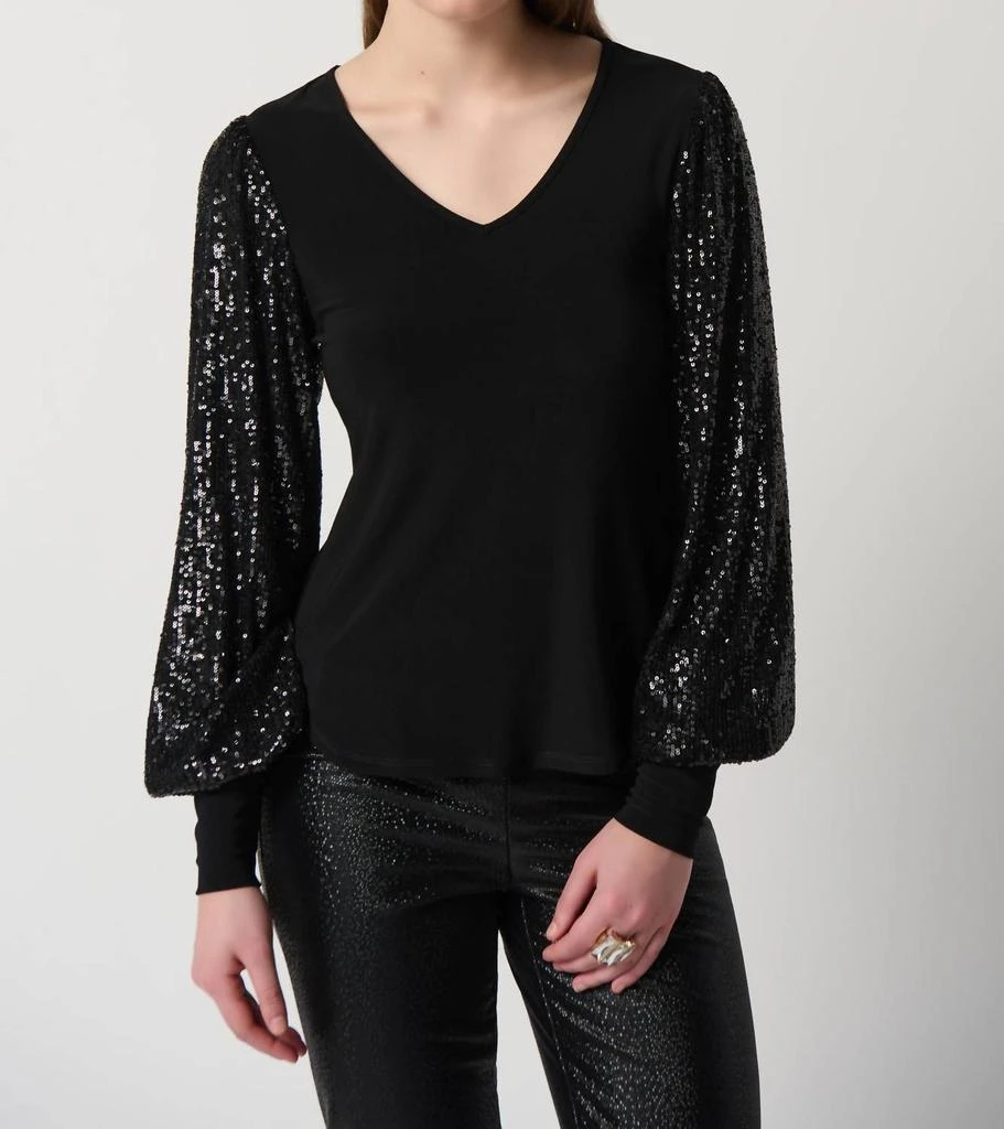 商品JOSEPH RIBKOFF|Joseph Ribkoff - SPARKLE SLEEVE TOP,价格¥1182,第2张图片详细描述
