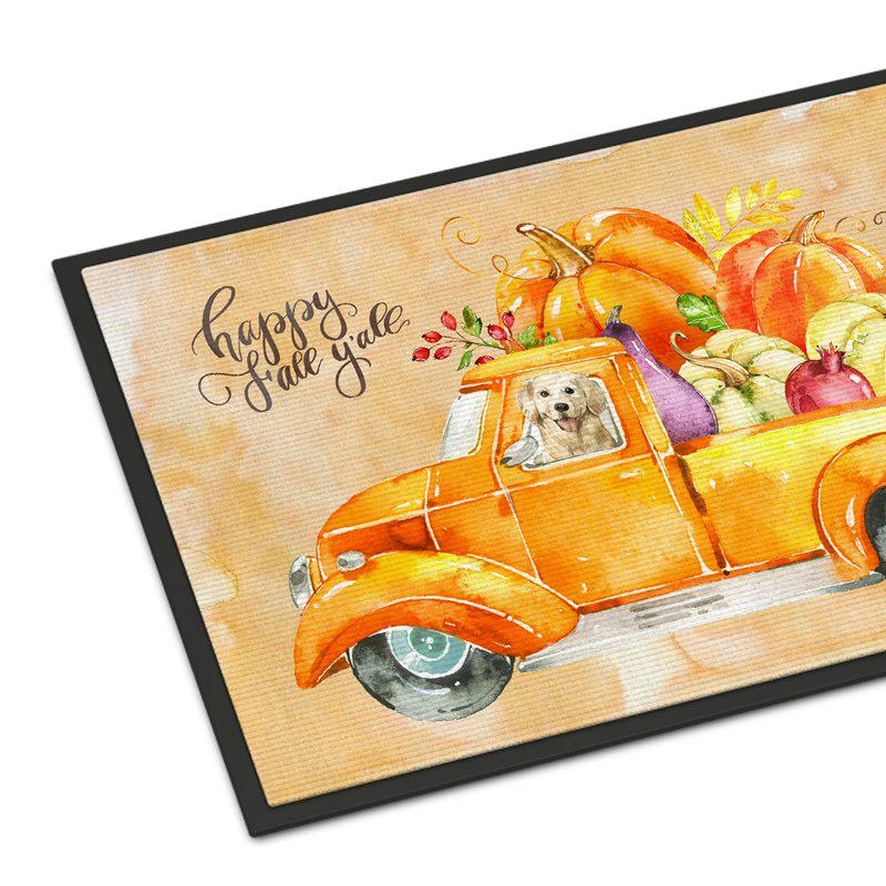 商品Caroline's Treasures|24 in x 36 in Fall Harvest Golden Retriever Door Mat Indoor/Outdoor,价格¥312,第1张图片