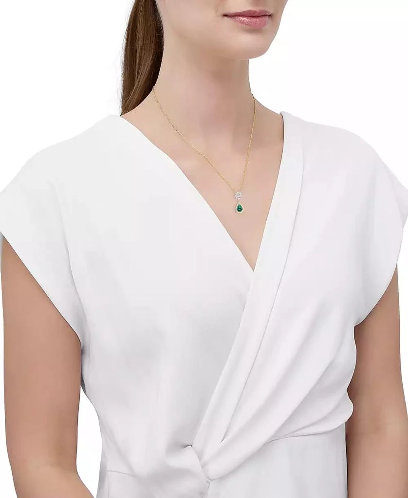 商品Macy's|Lab-Created Emerald (5/8 ct. t.w.) & Lab-Created White Sapphire (1/2 ct. t.w.) Pendant Necklace in 14k Yellow Gold-Plated Sterling Silver, 16" + 2" extender,价格¥1220,第2张图片详细描述