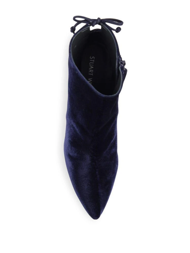 商品Stuart Weitzman|Grandiose Back-Tie Velvet Block Heel Booties,价格¥710,第4张图片详细描述