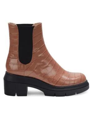 商品Stuart Weitzman|Norah Alligator Embossed Leather Chelsea Boots,价格¥1876,第1张图片