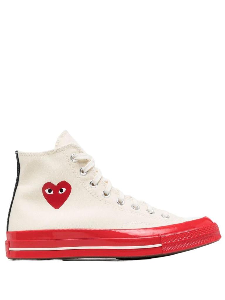 Comme Des Garçons Play Mens White Hi Top Sneakers商品第1张图片规格展示