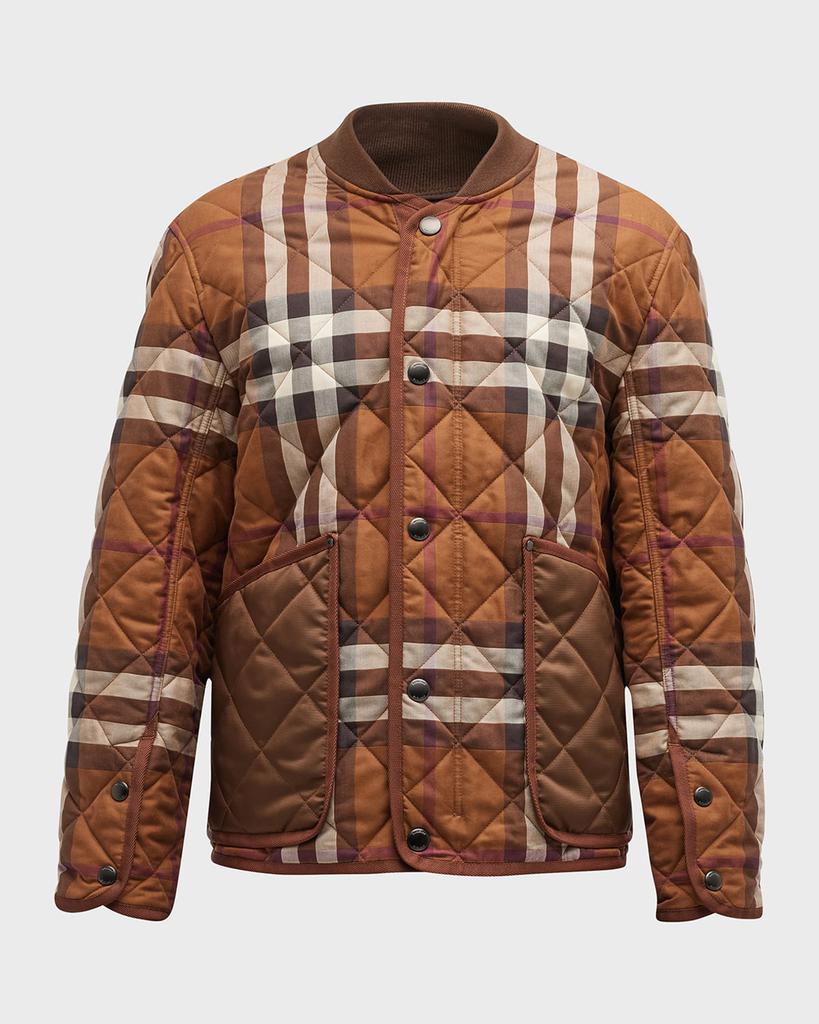 Men's York Quilted Vintage Check Coat商品第2张图片规格展示