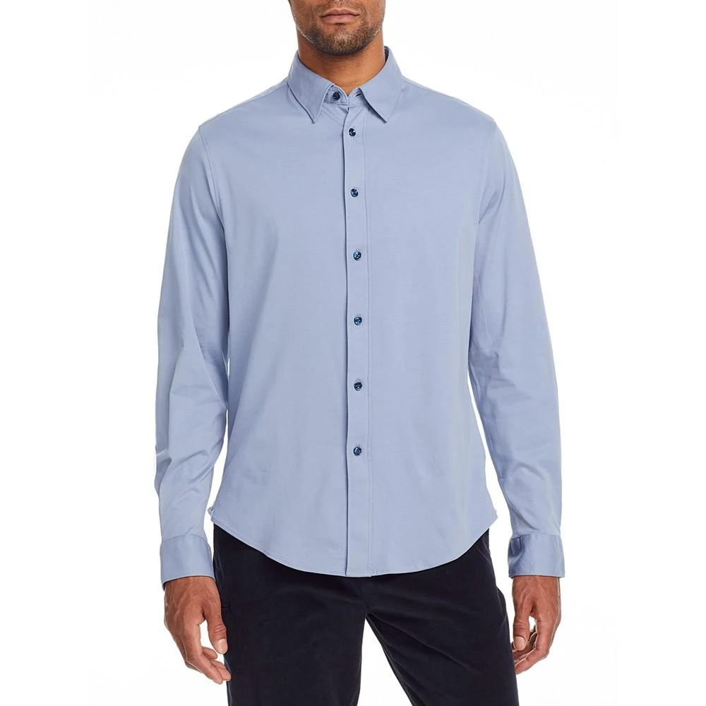 商品Brooklyn Brigade|Men's Solid Liquid Knit Long Sleeve Button Up Shirt,价格¥584,第1张图片