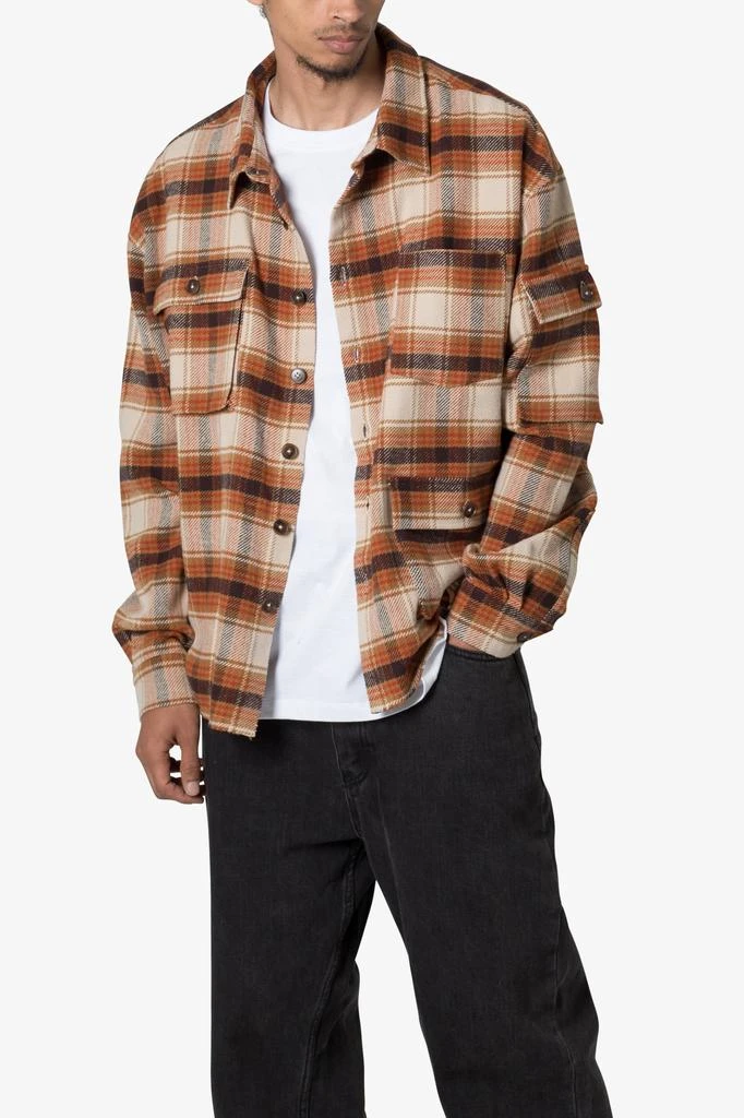 商品MNML|Asymmetrical Pocket Flannel Shirt - Brown,价格¥354,第2张图片详细描述