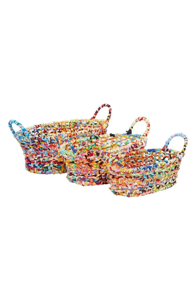 商品GINGER BIRCH STUDIO|Multi Colored Cotton Bohemian Storage Basket with Handles - Set of 3,价格¥618,第1张图片