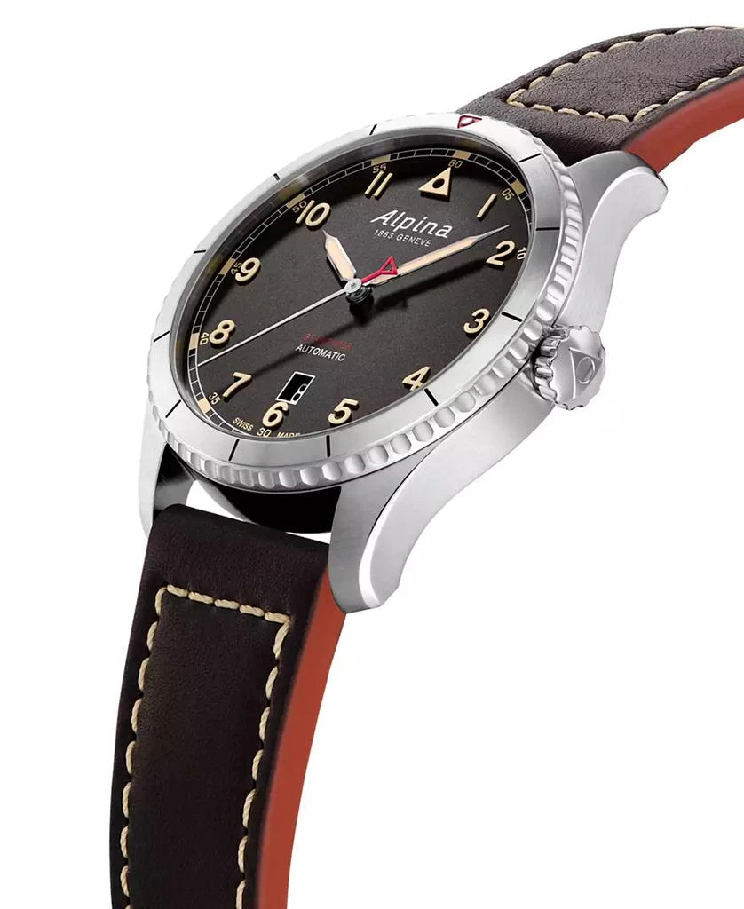 商品Alpina|Men's Swiss Automatic Startimer Black Leather Strap Watch 41mm,价格¥8875,第2张图片详细描述