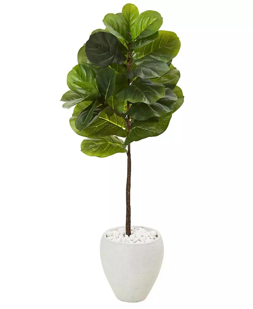 商品NEARLY NATURAL|50in. Fiddle Leaf Artificial Tree in White Planter Real Touch,价格¥1396,第1张图片