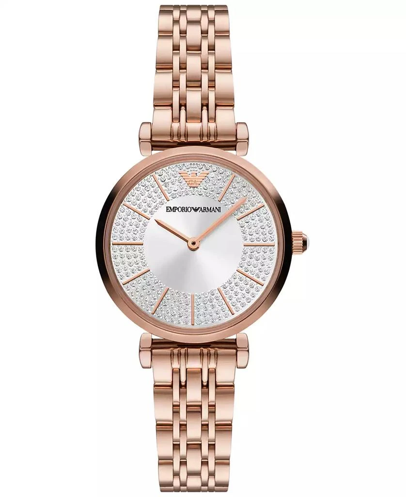 商品Emporio Armani|Women's Rose Gold-Tone Stainless Steel Bracelet Watch 32mm,价格¥2990,第1张图片