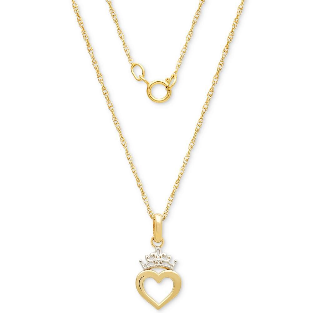 商品Disney|Children's Princess Heart & Tiara 15" Pendant Necklace in 14k Gold,价格¥948,第5张图片详细描述