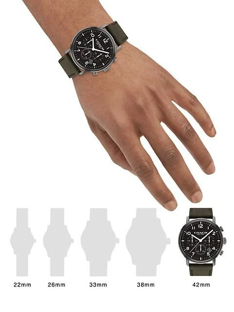 商品Coach|Harrison Ionic Plated Leather Strap Watch,价格¥2196,第2张图片详细描述