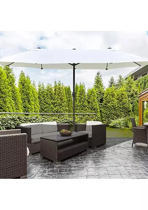 商品Outsunny|15 Steel Rectangular Outdoor Double Sided Market Patio Umbrella With Uv Sun Protection And Easy Crank Beige,价格¥1508,第2张图片详细描述