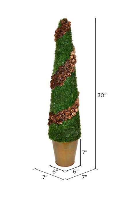 商品Vickerman|Cone Shape Cedar Tree In Rustic Tin Pot,价格¥674,第3张图片详细描述