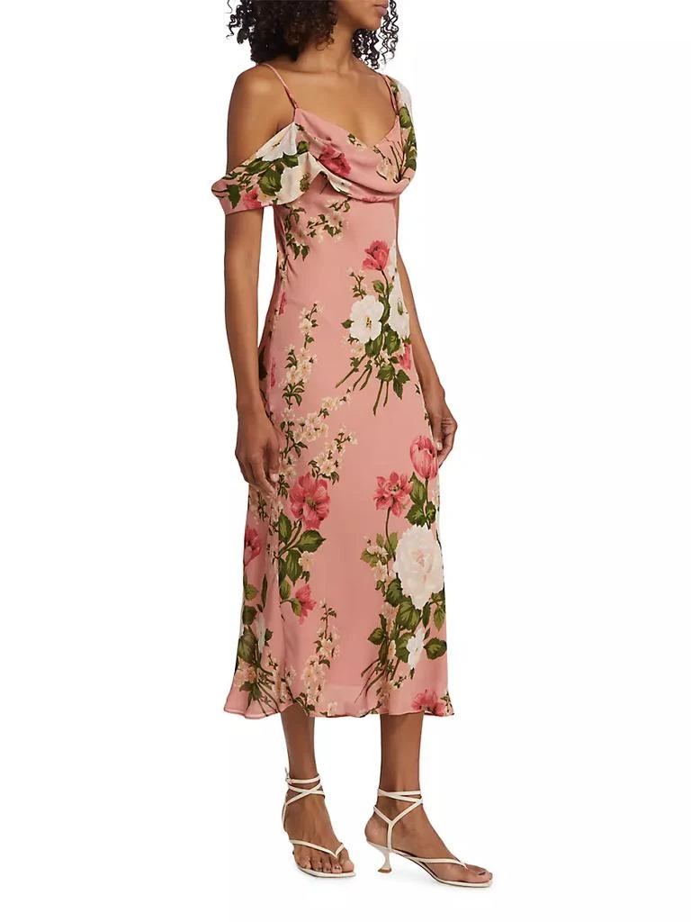 商品Reformation|Reya Draped Floral Midi-Dress,价格¥1176,第3张图片详细描述