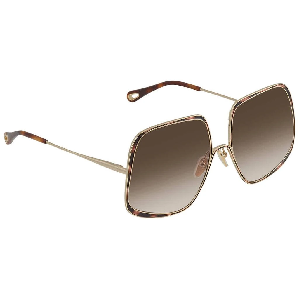 商品Chloé|Chloe Brown Gradient Oversized Ladies Sunglasses CH0035S 002 62,价格¥1734,第1张图片