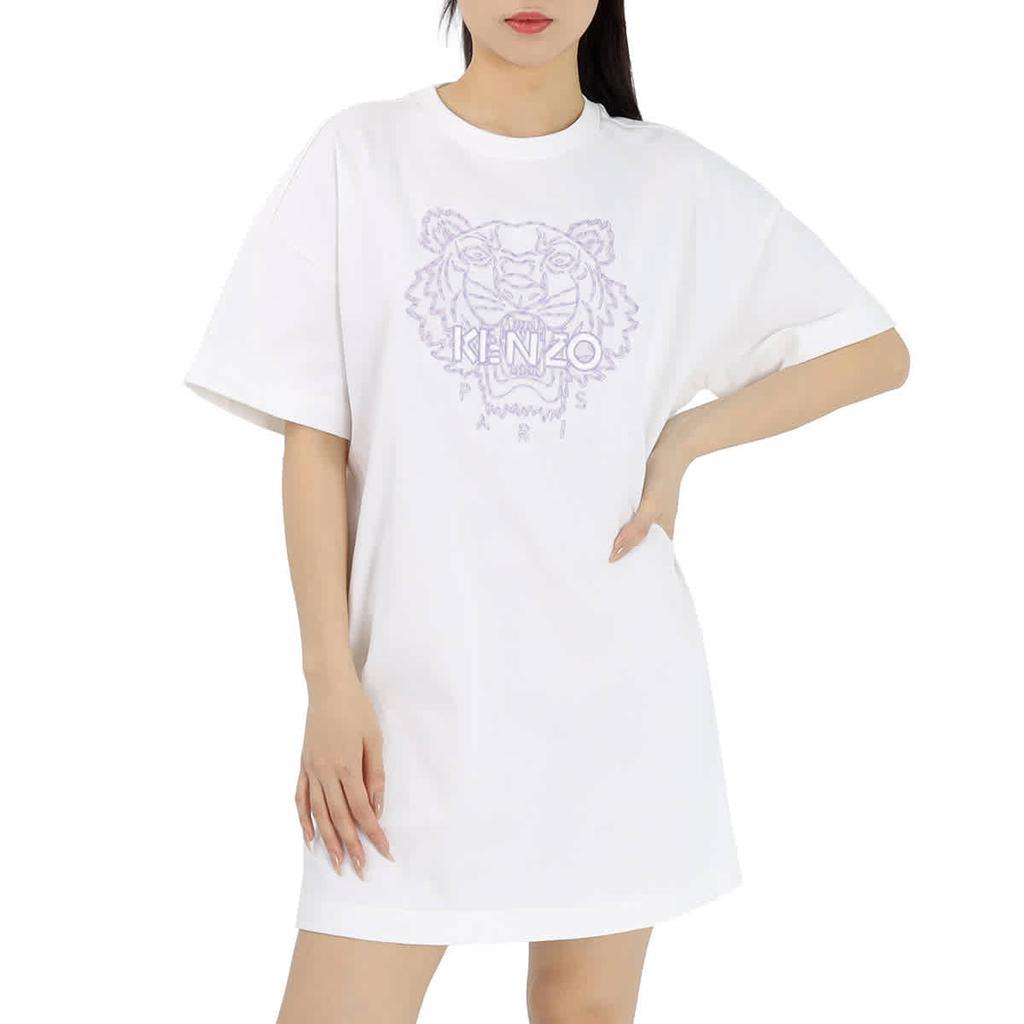 商品Kenzo|Kenzo Ladies White Tiger Logo Cotton Jersey T-shirt Dress, Size Small,价格¥1739,第1张图片