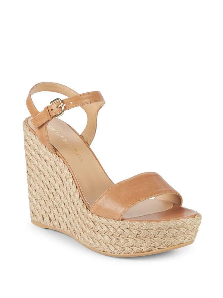 商品Stuart Weitzman|Single Leather Wedge Espadrilles,价格¥3353,第1张图片