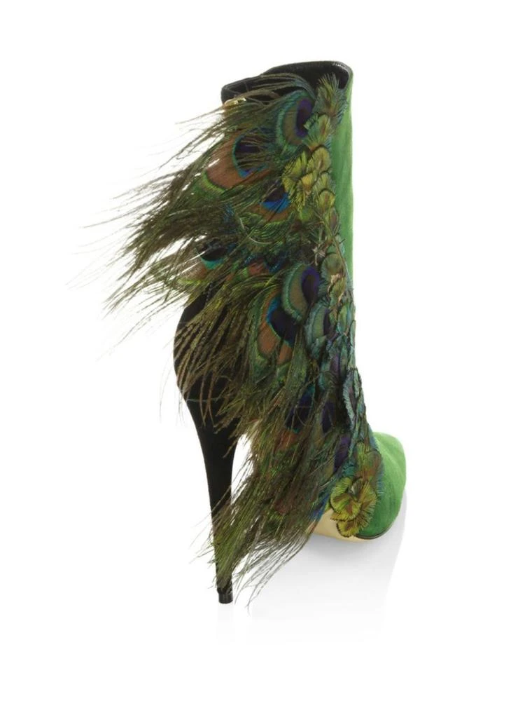 商品Paul Andrew|Limited-Edition Pana Peacock Feather & Suede Booties,价格¥7416,第2张图片详细描述