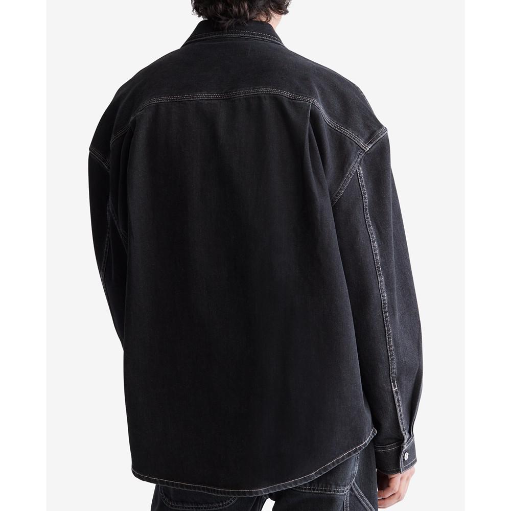 Men's Washed Black Denim Workshirt商品第2张图片规格展示