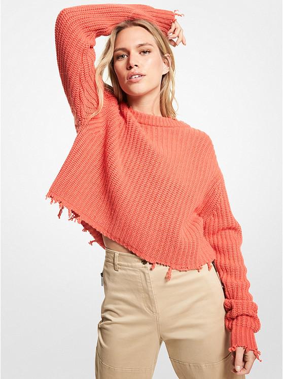 Frayed Wool Blend Cropped Sweater商品第1张图片规格展示