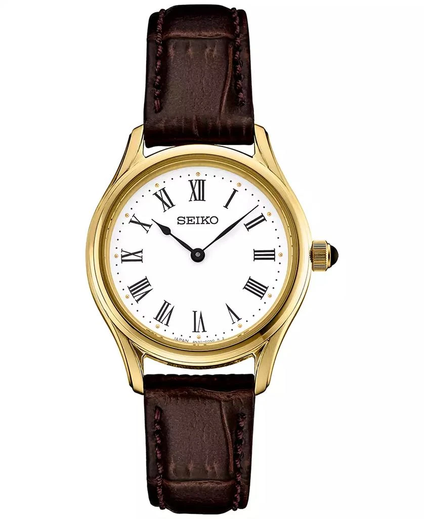 商品Seiko|Women's Essentials Brown Leather Strap Watch 29mm,价格¥1229,第1张图片