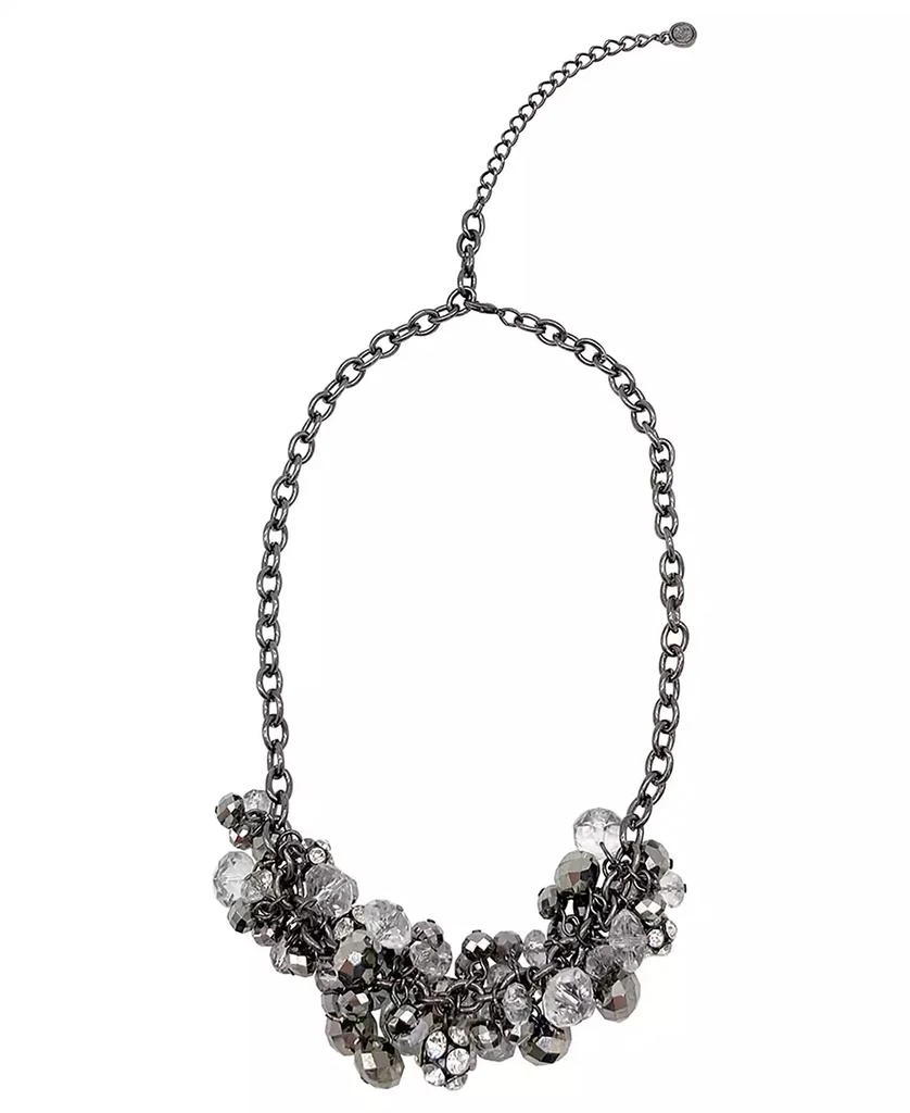 商品ADORNIA|Oxidized Silver-Tone Crystal Cluster Adjustable Necklace,价格¥177,第1张图片