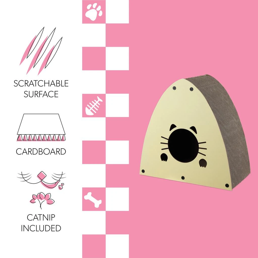 商品THE LICKER STORE|Koko 19" Modern Cardboard Triangle Cat Cave Scratcher with Catnip, Almond,价格¥532,第5张图片详细描述