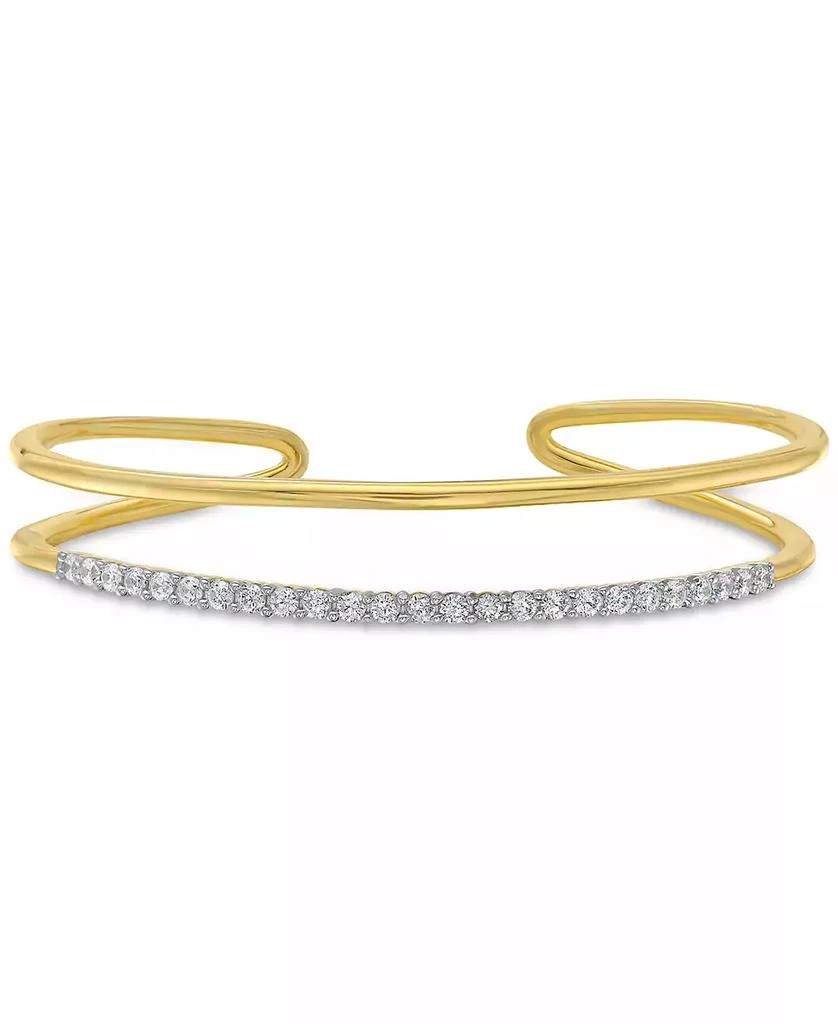 商品Macy's|Diamond Open Cuff Bangle Bracelet (1 ct. t.w.) in 14k Gold-Plated Sterling Silver,价格¥15427,第1张图片