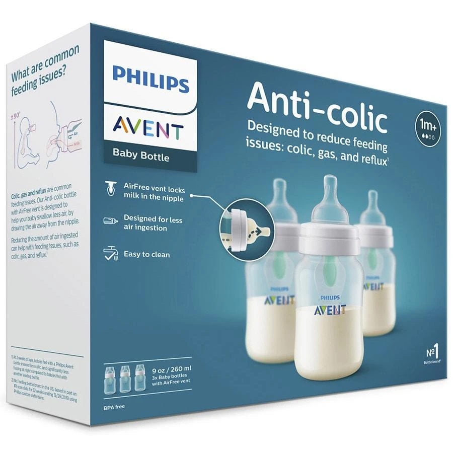 商品Philips|Avent Anti-colic Bottle With AirFree Vent 9oz Clear (SCY703/03),价格¥167,第3张图片详细描述