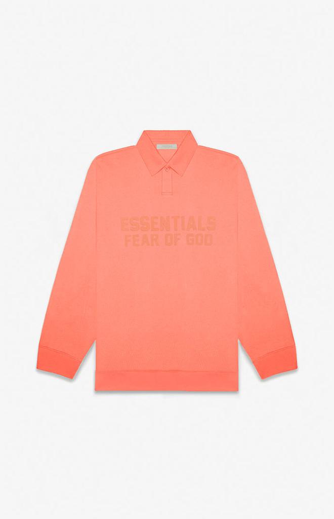 Women's Coral Long Sleeve Polo Sweatshirt商品第1张图片规格展示