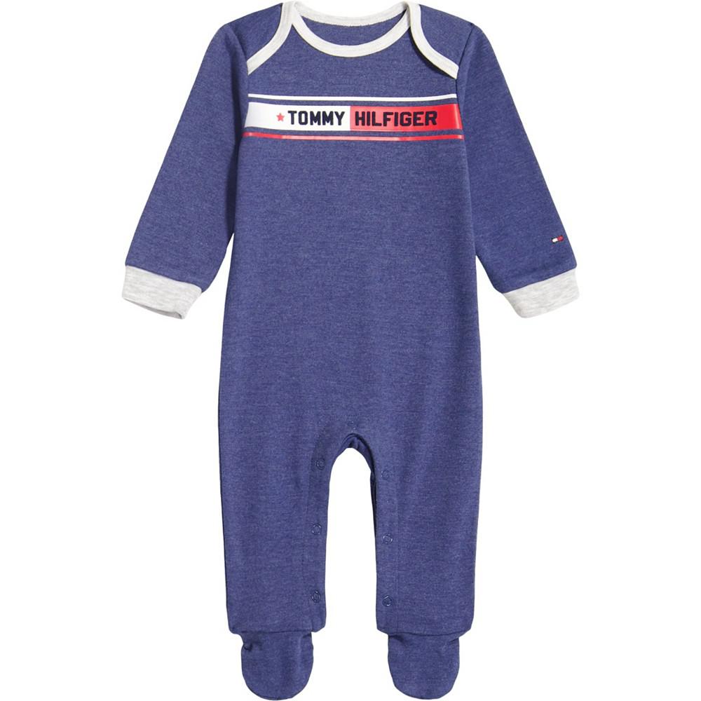 [Tommy Hilfiger]Baby Boys One Piece Signature Flag Footed Coverall 涤纶